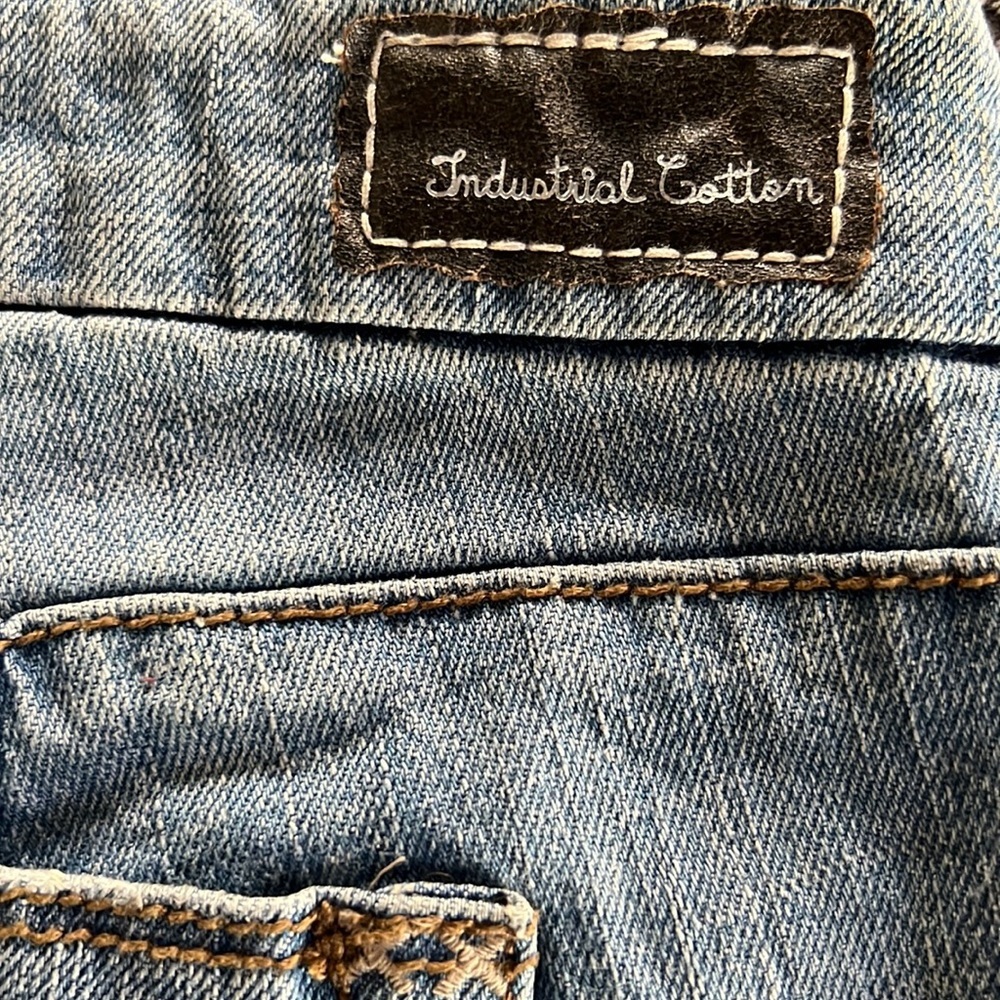 INDUSTRIAL COTTON BLUE JEANS JUNIOR SIZE 7 VINTAGE RARE EMBROIDERED BELT LOOPS - Picture 15 of 17
